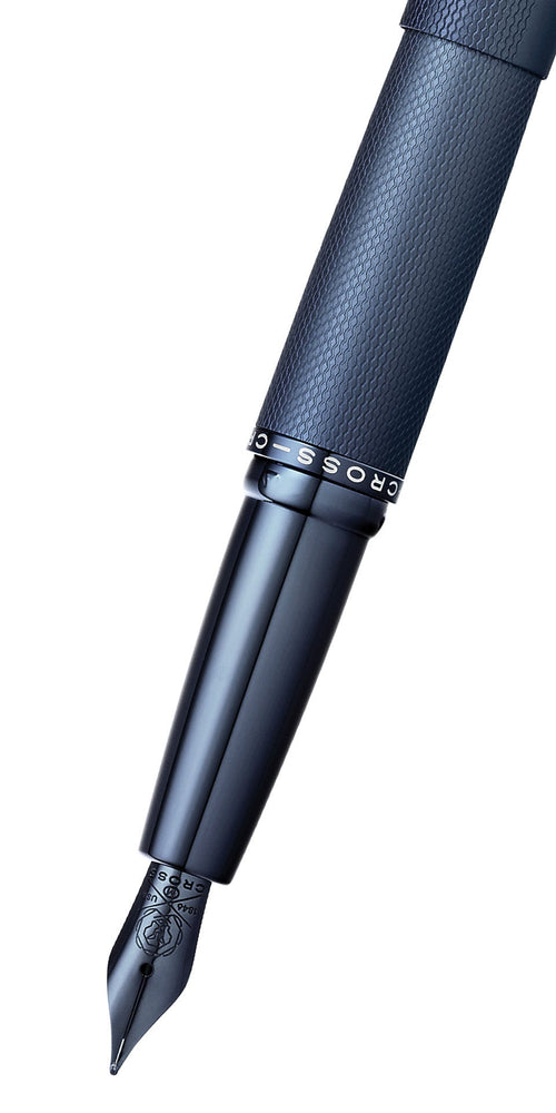 ATX® Sandblasted Dark Blue Stainless Steel Fine Nib Fountain Pen